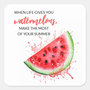 Trendy Juicy Watermelon Summer Design Motivational Square Sticker