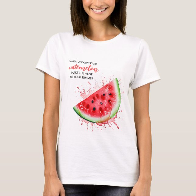 Trendy Juicy Watermelon Summer Design Motivational T-Shirt (Front)