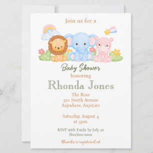 Trendy Jungle theme Baby shower Invitation