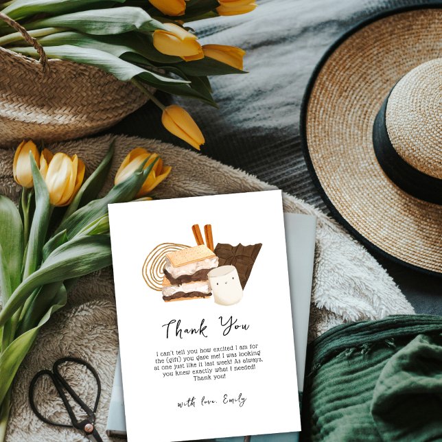 Trendy Kawaii S'more Love & Fun Baby Shower Thank You Card (Trendy Kawaii S'more Love & Fun Baby Shower Thank You Card)