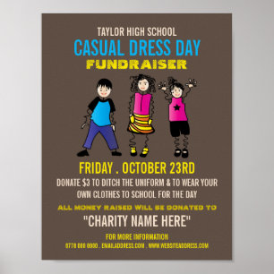 Trendy Kids, Casual Dress Day Fundraiser Advert Poster