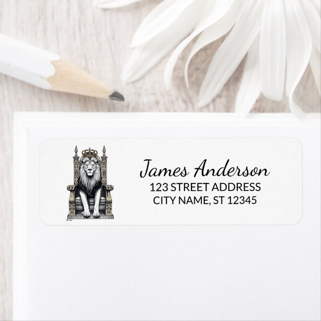 Trendy King Lion with crown Return Address (Insitu)