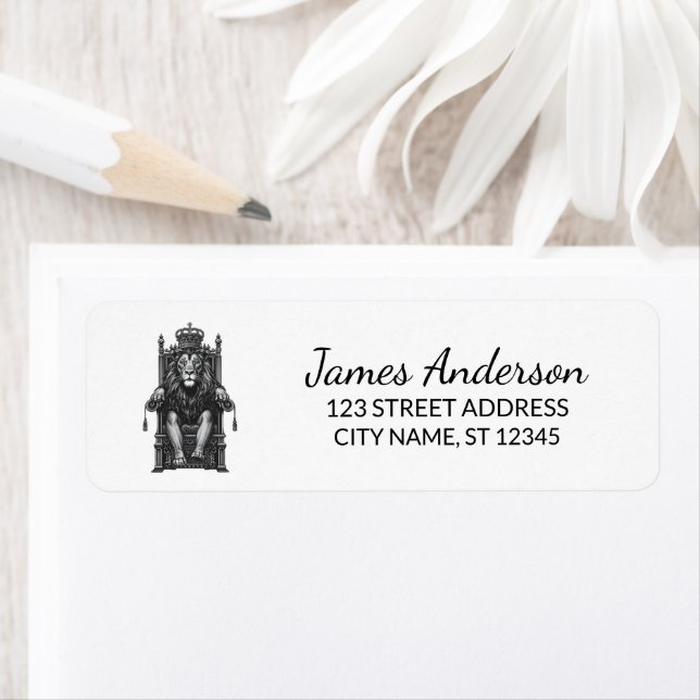 Trendy King Lion with crown Return Address (Insitu)