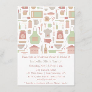 Trendy Kitchen Cooking Utensils Bridal Shower Invitation