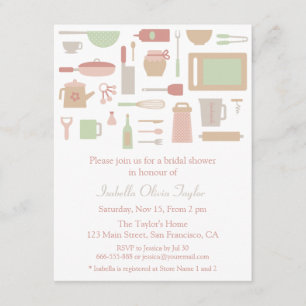 Trendy Kitchen Cooking Utensils Bridal Shower Invitation