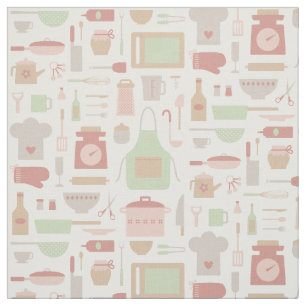 Trendy Kitchen Cooking Utensils Pattern Fabric