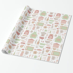 Trendy Kitchen Cooking Utensils Pattern Wrapping Paper