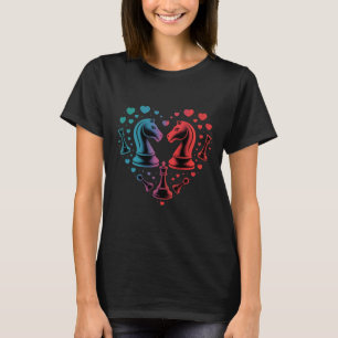 Trendy Knight Chess Pieces Heart Shape T-Shirt