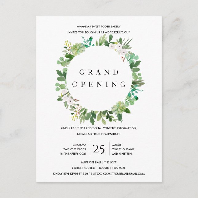 TRENDY KRAFT FOLIAGE FRAME GRAND OPENING CEREMONY POSTCARD (Front)