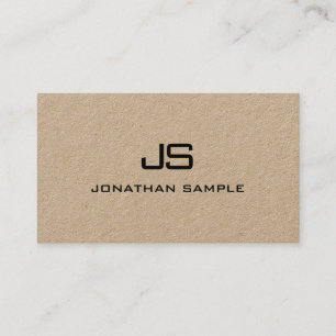 Trendy Kraft Paper Modern Professional Monogram Business Card