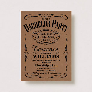 Trendy Kraft Typography Bachelor Party Invitation