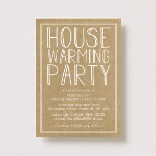 Trendy Kraft Typography Housewarming Party Invitation