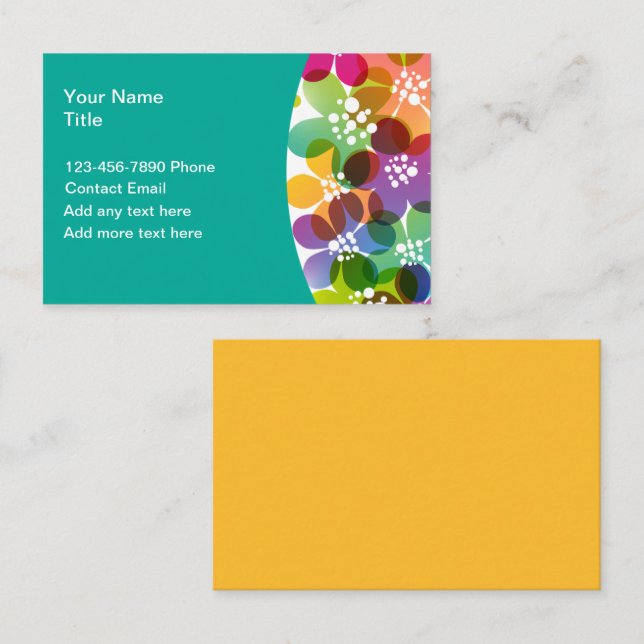 Trendy Ladies Colourful Personal Contact Cards (Front/Back)