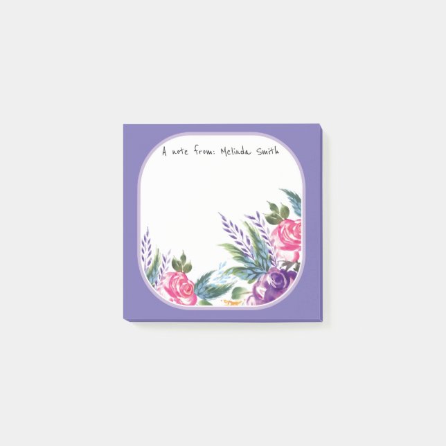 Trendy Ladies Floral Monogram Sticky Notepads (Front)