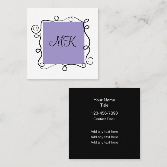 Trendy Ladies Monogram Theme Business Cards (Front/Back)
