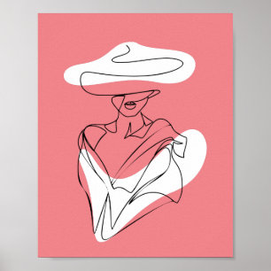 Trendy Lady portrait Line-Art Poster