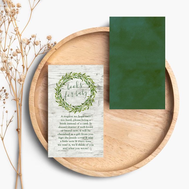 Trendy Laurel Wreath Greenery Baby Shower Book Enclosure Card (Creator Uploaded)
