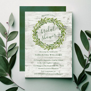 Trendy Laurel Wreath Greenery Bridal Shower Invitation