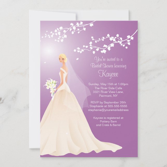 Trendy Lavender BLONDE Bride Bridal Shower Invite (Front)