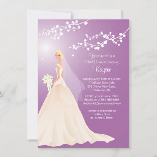 Trendy Lavender BLONDE Bride Bridal Shower Invite