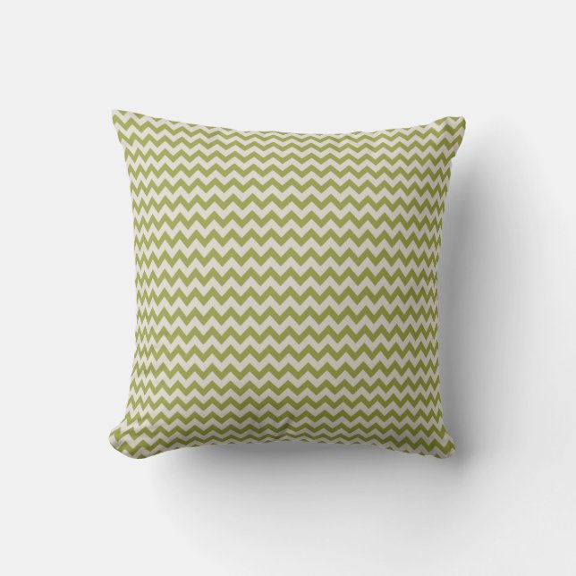 Trendy Leaf Green Chevron Stripe Cushion (Front)
