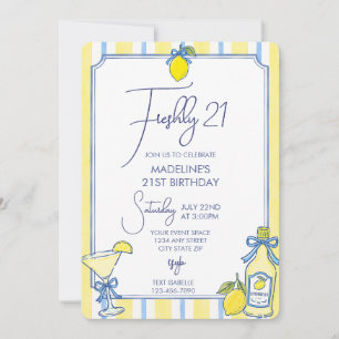 Trendy Lemon Aesthetic Freshly 21 Birthday Invitation