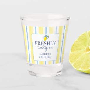 Trendy Lemon Aesthetic Freshly 21 Birthday Shot Glass