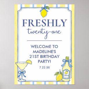 Trendy Lemon Freshly 21 Birthday Welcome Sign
