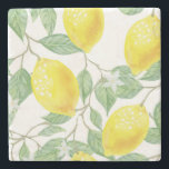 Trendy Lemon Watercolor Floral Stone Coaster<br><div class="desc">lemon design watercolor coaster for the kitchen or outdoor dining. Purchase yours today by clicking the store link.</div>