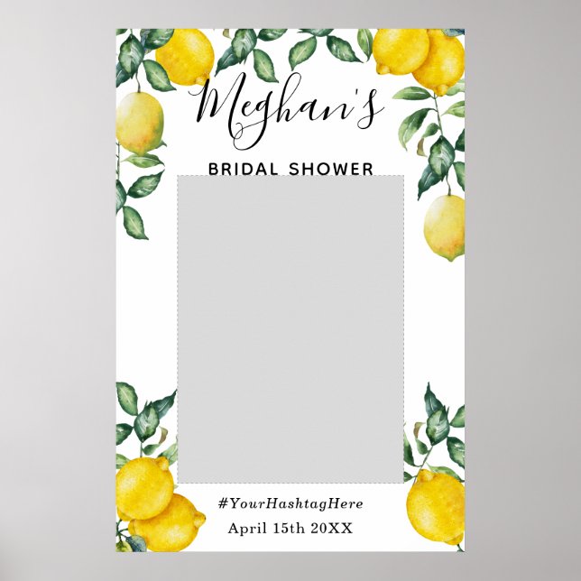 Trendy Lemons Bridal Shower Photo Booth Poster (Front)