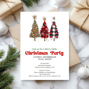 Trendy leopard and buffalo Christmas tree invite