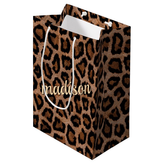 Trendy Leopard Big Cat Gorgeous Animal Pattern Medium Gift Bag (Front Angled)