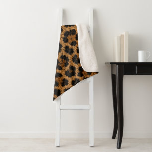 Trendy Leopard Pattern Soft Sherpa Blanket Home