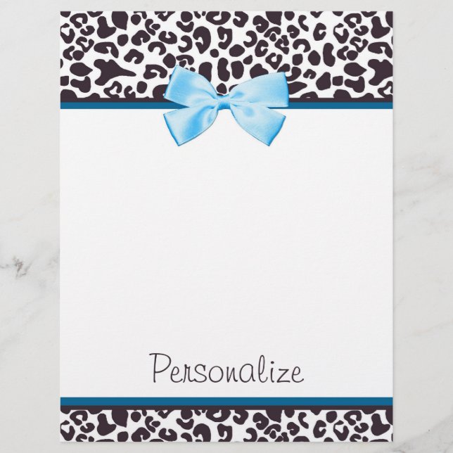 Trendy Leopard Print and Blue Ribbon With Name (Front)