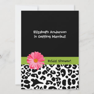 Trendy Leopard Print and Pink Daisy Bridal Shower Invitation