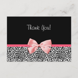 Trendy Leopard Print and Pink Ribbon Thank You