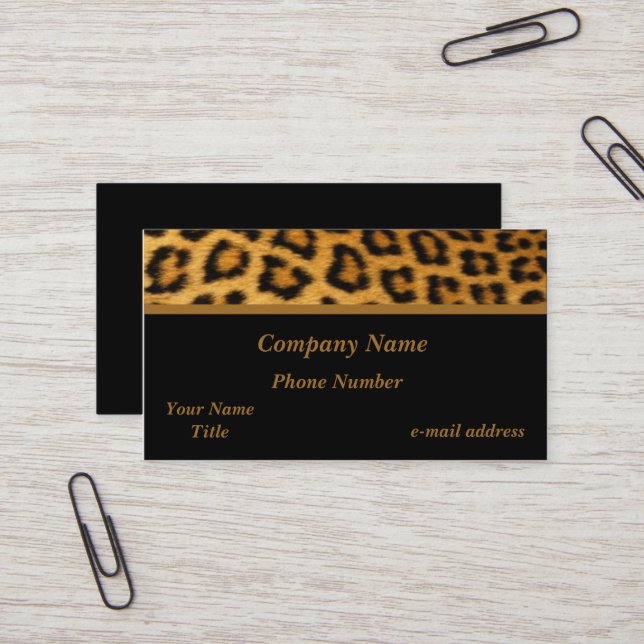 Trendy Leopard Print Business Card (Front/Back In Situ)