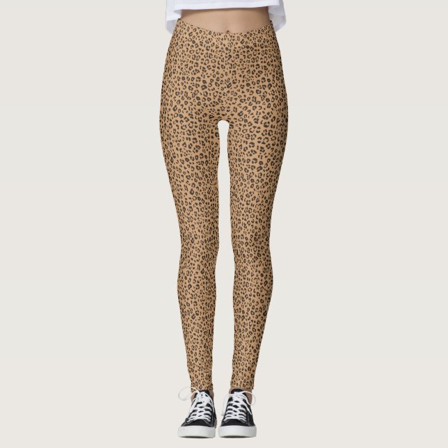 Trendy Leopard Print in Toffee Brown Leggings (Front)