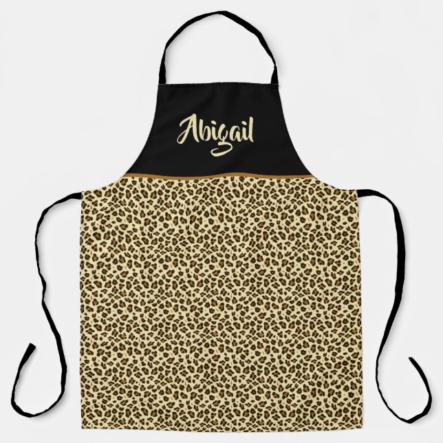 Trendy Leopard Print - Personalised  Apron (Front)