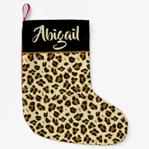 Trendy Leopard Print - Personalised Small Christmas Stocking
