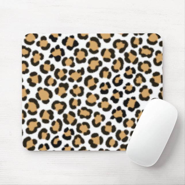 Trendy Leopard Simulated Fur Effect Pattern Mouse Mat (With Mouse)
