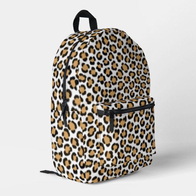 Trendy Leopard Simulated Fur Effect Pattern Printed Backpack (Back Corner Left)