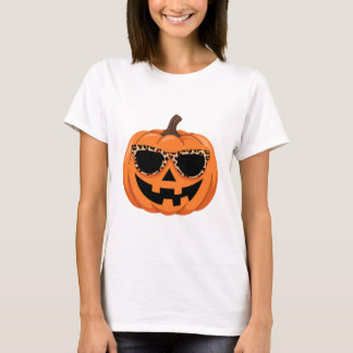 Trendy Leopard Sunglasses Pumpkin T-Shirt