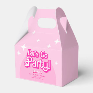 Trendy Let's Go Party pink BIRTHDAY Favour Box
