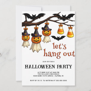 Trendy Let's Hang Out Halloween Celebration Invitation