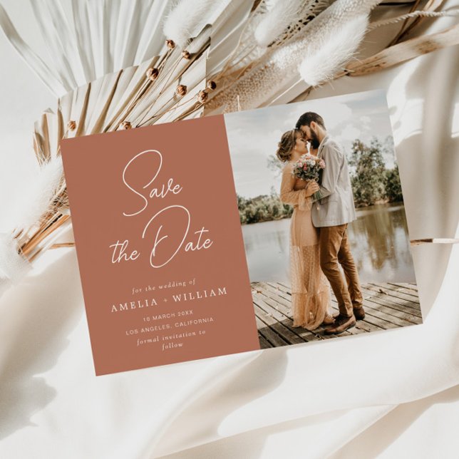 trendy lettering terracotta wedding Save the Date (Creator Uploaded)