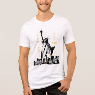 Trendy Liberty Statue Nyc Mens Short Sleeve White Tri-Blend Shirt