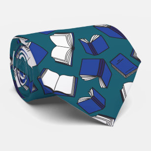 Trendy Librarian Book Lover and Writer Blue Books Tie
