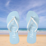 Trendy Light Blue Maid of Honour Flip Flops<br><div class="desc">Gift your wedding bridesmaids with these stylish Maid of Honour flip flops that are a trendy,  powder blue colour along with white,  stylised script to complement your similar wedding colour scheme. Select foot size along with other options.</div>