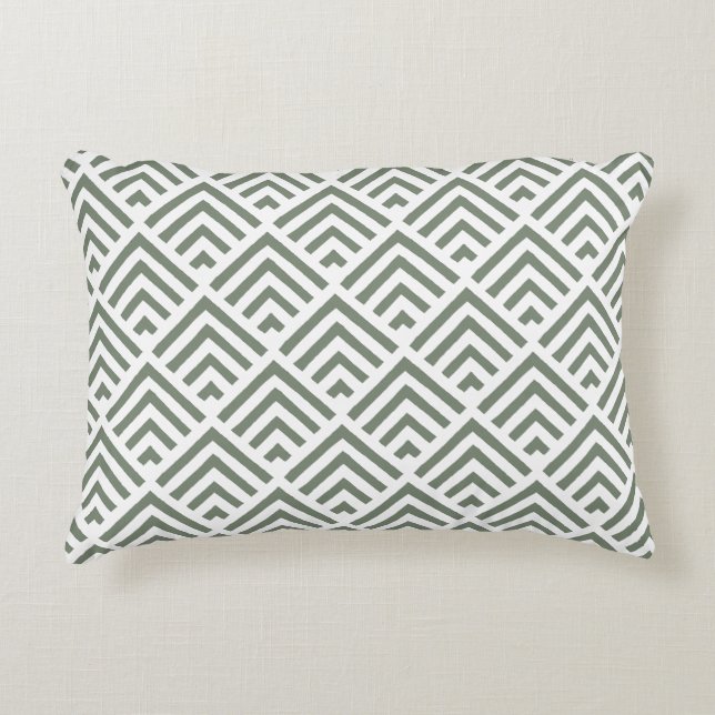 Trendy light colour sage green zigzag pattern  decorative cushion (Front)